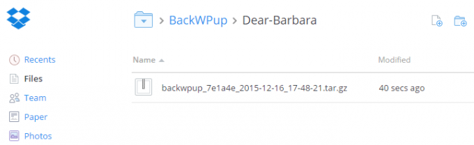 Dropbox Backwpup folders